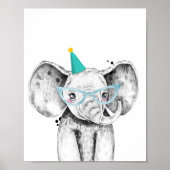 Party Elephant Wild Safari Animals Birthday Decor Poster (Voorkant)