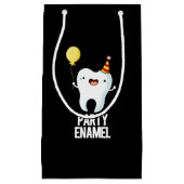 Party Enamel Funny Tooth Pun Dark BG Klein Cadeauzakje (Voorkant)