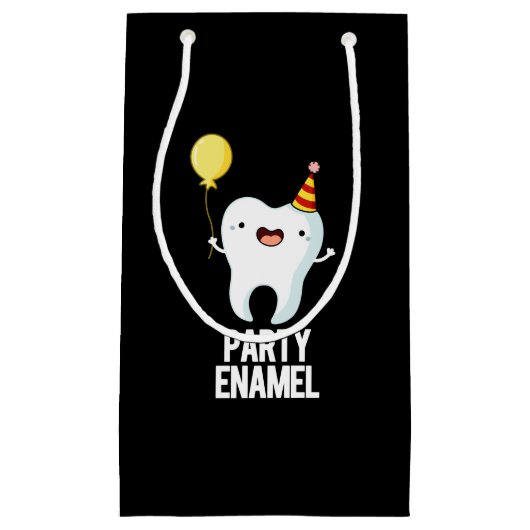 Party Enamel Funny Tooth Pun Dark BG Klein Cadeauzakje (Voorkant)
