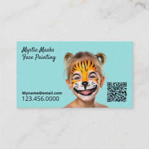 Party Entertainer Face Painter Blue QR Visitekaartje