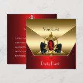 Party Event Black Stropdas Red Gold Diamond Jewel Kaart (Voorkant / Achterkant)