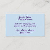 Party Event Celebration planner business organizer Visitekaartje (Achterkant)