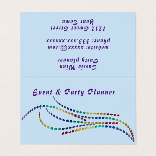 Party Event Celebration planner business organizer Visitekaartje (Buitenkant ongevouwen)