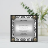 Party Event Elegant Damask Jewel Kaart (Staand voorkant)