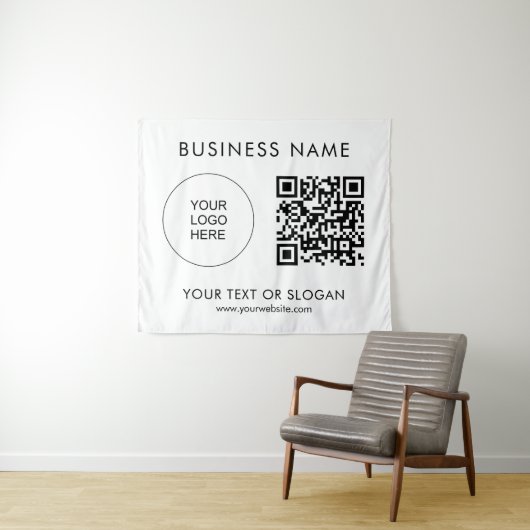 Party Event Seminar Logo Tekst QR Code Achtergrond Wandkleed (In Situ (horizontaal))