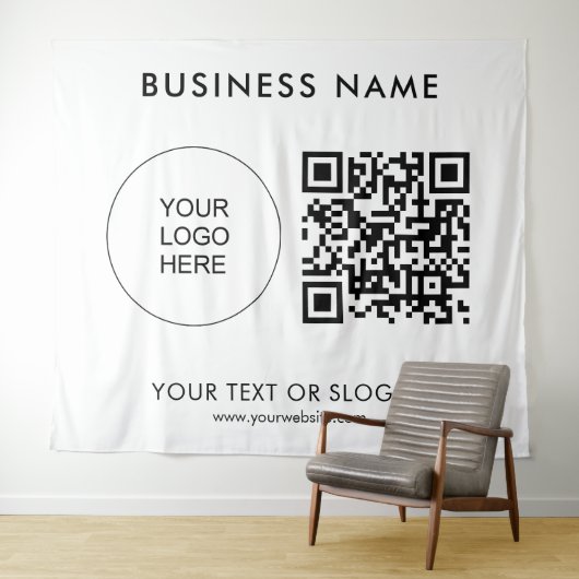 Party Event Seminar Logo Tekst QR Code Achtergrond Wandkleed (In Situ (horizontaal))