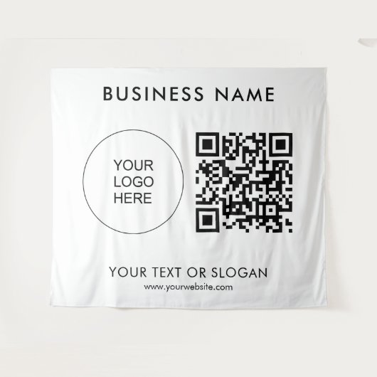 Party Event Seminar Logo Tekst QR Code Achtergrond Wandkleed (Voorkant (horizontaal))