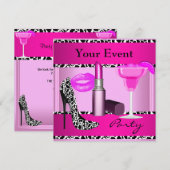 Party Event toont roze lipstick Kaart (Voorkant / Achterkant)