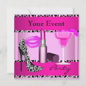 Party Event toont roze lipstick Kaart (Voorkant)