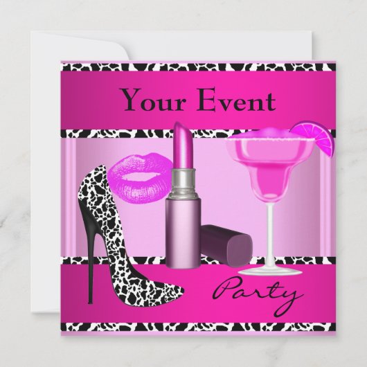 Party Event toont roze lipstick Kaart (Voorkant)