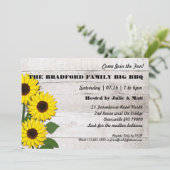 Party Event Zonnebloemen Rustieke Uitnodigingen (Staand voorkant)