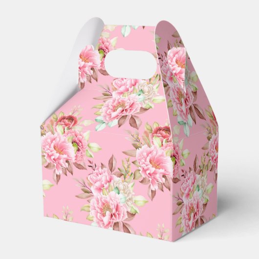 Party Favor Box Roze Pioenrozen Bedankdoosjes (Achterkant)