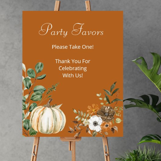 Party Favor Neem een Herfst Pumpkin Rustieke Bloem Poster