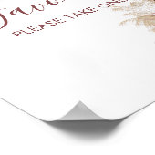 Party Favor Sign Boho Pampas Grass Mauve Roze Poster (Hoek)