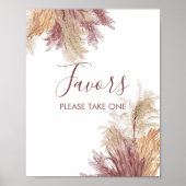 Party Favor Sign Boho Pampas Grass Mauve Roze Poster (Voorkant)