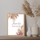 Party Favor Sign Boho Pampas Grass Mauve Roze Poster