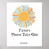 Party Favor Sign Boho Sun Hier komt de zon Poster (Voorkant)