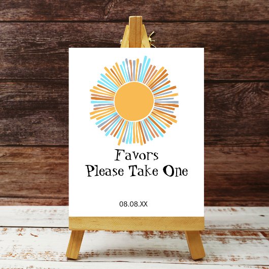Party Favor Sign Boho Sun Hier komt de zon Poster