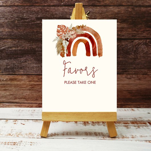 Party Favor Sign Earth Tone Boho Rainbow Tropical Poster