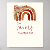Party Favor Sign Earth Tone Boho Rainbow Tropical Poster (Voorkant)