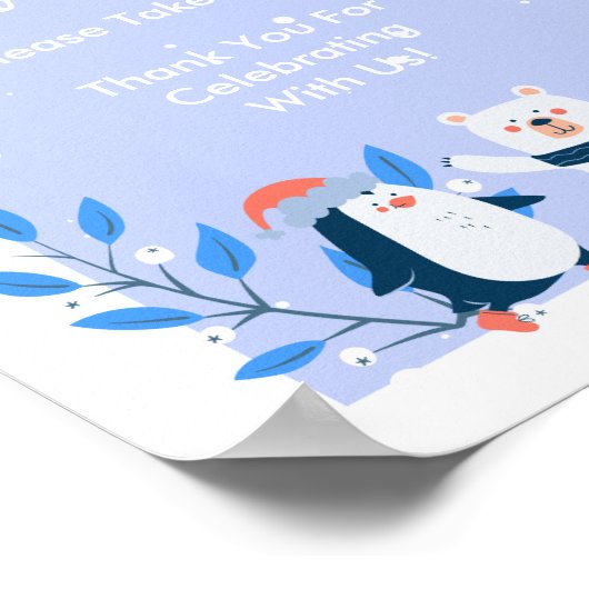 Party Favor Sneeuwvlok winter wonderland pinguïns Poster (Hoek)