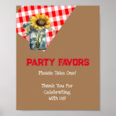 Party Favor Take One BBQ Baby shower Red Plaid Poster (Voorkant)