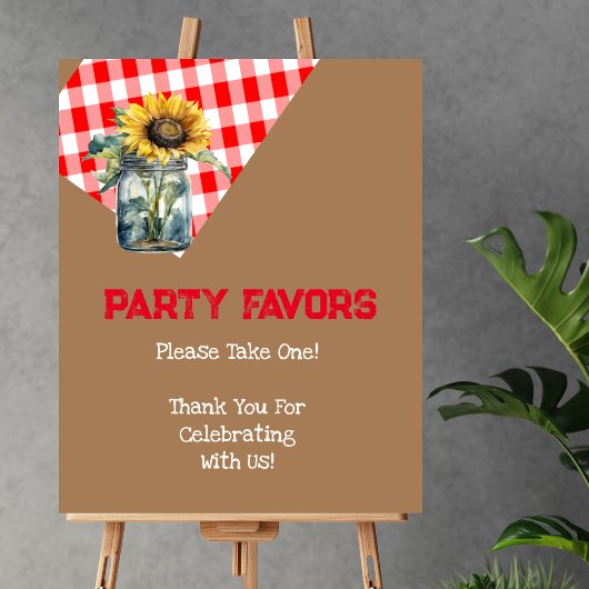 Party Favor Take One BBQ Baby shower Red Plaid Poster