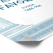 Party Favors teken met Griekse tempel in blauw Poster (Hoek)