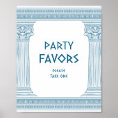 Party Favors teken met Griekse tempel in blauw Poster (Voorkant)