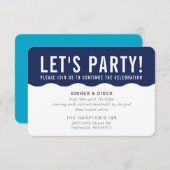 PARTY FEEST INFO modern strakke golf navyblauw Kaart (Voorkant / Achterkant)