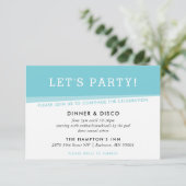 PARTY FEEST simple moderne turquoiseblauw Kaart (Staand voorkant)