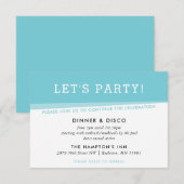 PARTY FEEST simple moderne turquoiseblauw Kaart (Voorkant / Achterkant)
