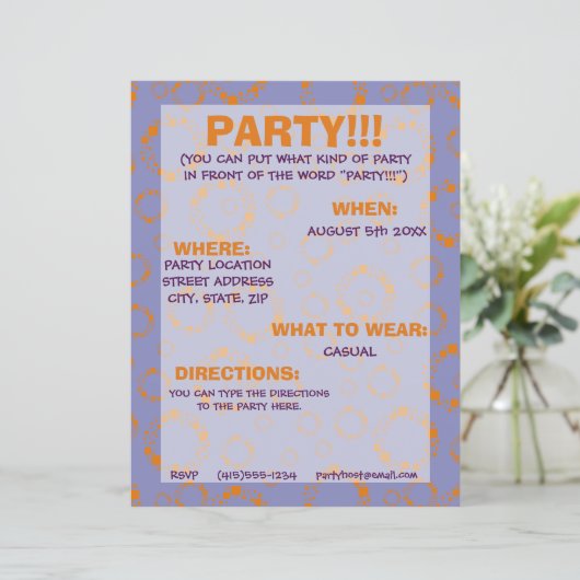 Party Flyer Oranje Paars kleurrijk patroon (Staand voorkant)