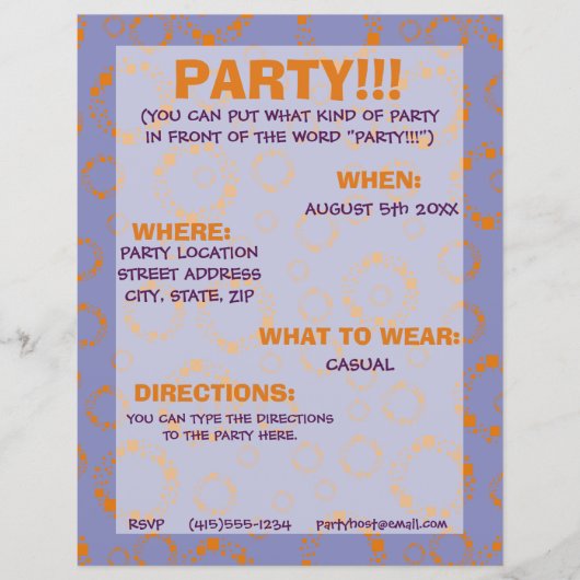 Party Flyer Oranje Paars kleurrijk patroon (Voorkant)