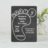 Party Footprint on Black Chalkboard Kaart (Staand voorkant)