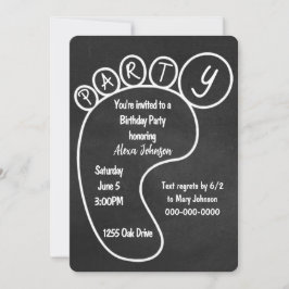 Party Footprint on Black Chalkboard Kaart