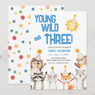 Party Forest Animals Party Petten 3e verjaardag Kaart