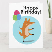 Party Fox met ballonnen aangepaste tekst Kaart (Voorkant)