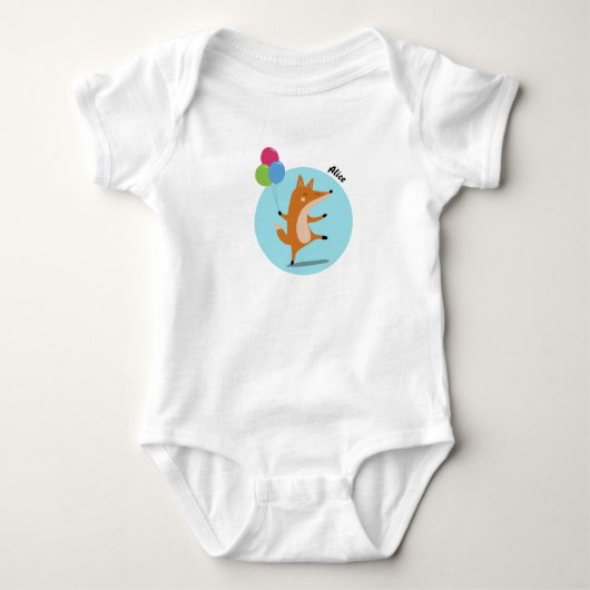 Party Fox With Balloons Custom Name Romper (Voorkant)