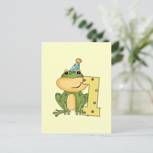 Party Frog 1e verjaardag T-shirts en geschenken Briefkaart (Staand voorkant)