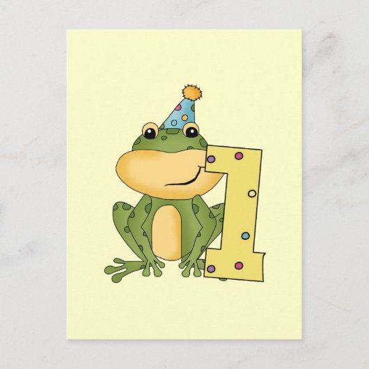 Party Frog 1e verjaardag T-shirts en geschenken Briefkaart (Voorkant)