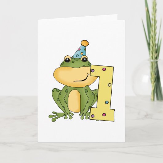 Party Frog 1e verjaardag T-shirts en geschenken Kaart (Voorkant)