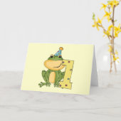 Party Frog 1e verjaardag T-shirts en geschenken Kaart (Gele Bloem)