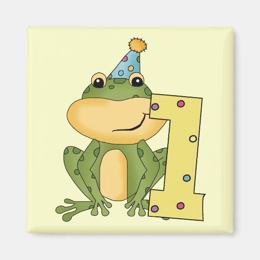 Party Frog 1e verjaardag T-shirts en geschenken Magneet (Voorkant)