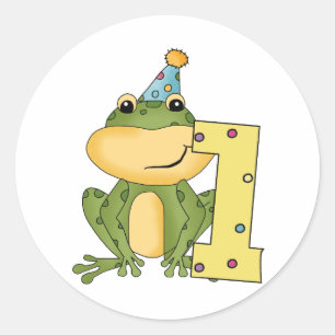 Party Frog 1e verjaardag T-shirts en geschenken Ronde Sticker