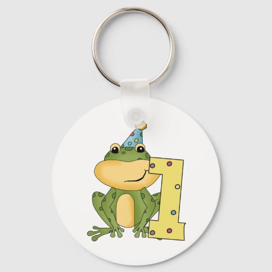 Party Frog 1e verjaardag T-shirts en geschenken Sleutelhanger (Voorkant)