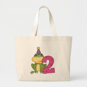 Party Frog 2e verjaardag T-shirts en geschenken Grote Tote Bag