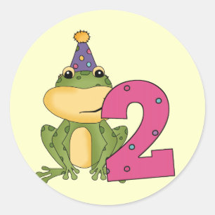 Party Frog 2e verjaardag T-shirts en geschenken Ronde Sticker