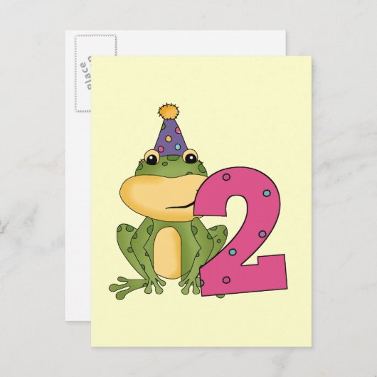 Party Frog 2e verjaardag T-shirts en geschenken Uitnodiging Briefkaart (Voorkant / Achterkant)
