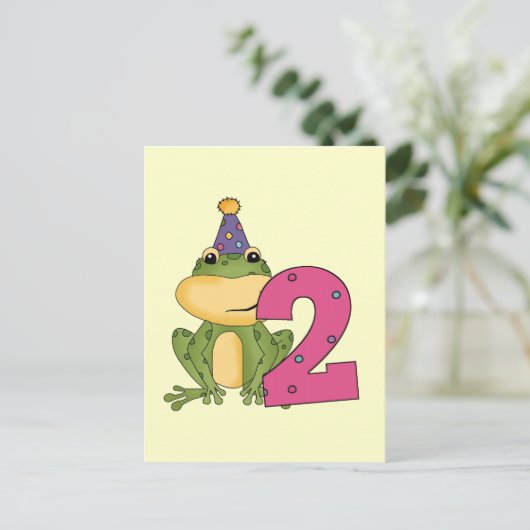 Party Frog 2e verjaardag T-shirts en geschenken Uitnodiging Briefkaart (Staand voorkant)